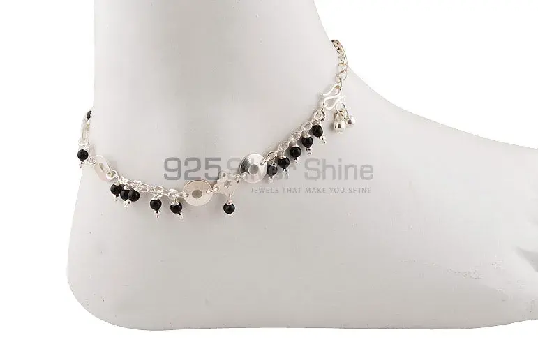 Black Onyx Beads 925 Sterling Silver Anklet 925ANK97