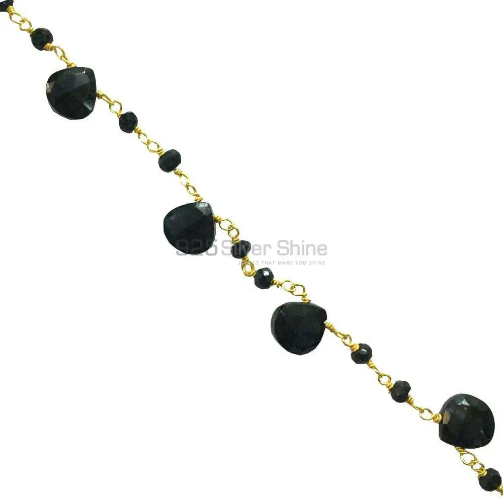 Black Onyx Gemstone Rosary Chain. "Wire Wrapped 1 Feet Roll Chain" 925RC182