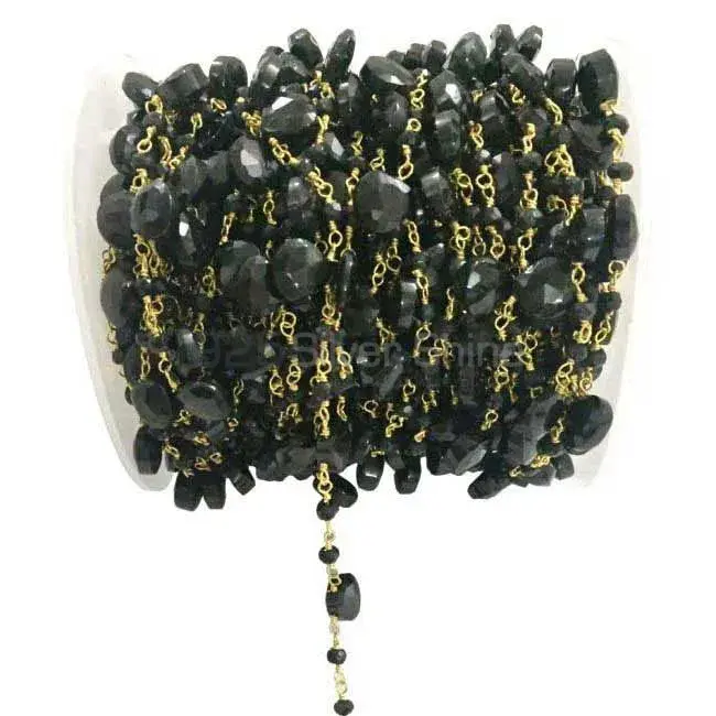 Black Onyx Gemstone Rosary Chain. "Wire Wrapped 1 Feet Roll Chain" 925RC182_0