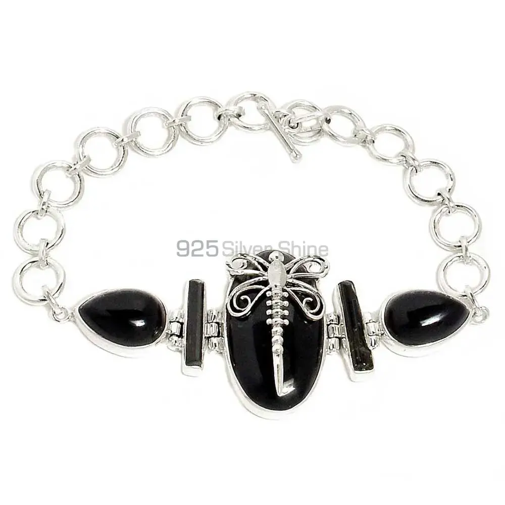Black Onyx Gemstone Bracelets In Fine Sterling Silver Jewelry 925SB296-6