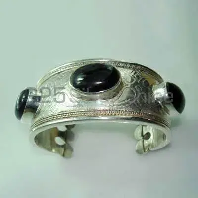 Black Onyx Gemstone Cuff Bangle Or Bracelets with Sterling Silver 925SSB309