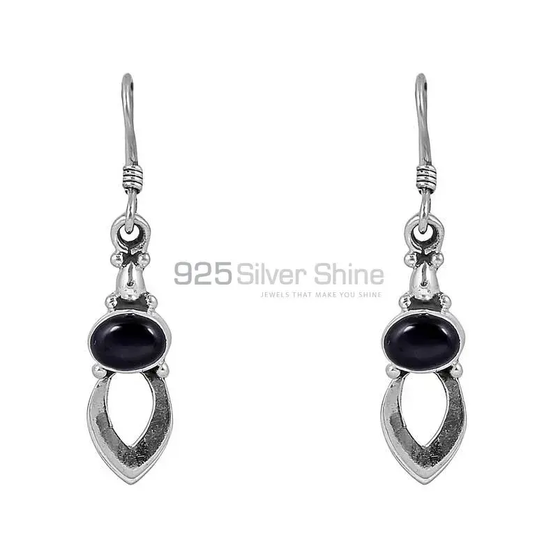 Black Onyx Gemstone Earring In 925 Solid Silver Jewelry 925SE89