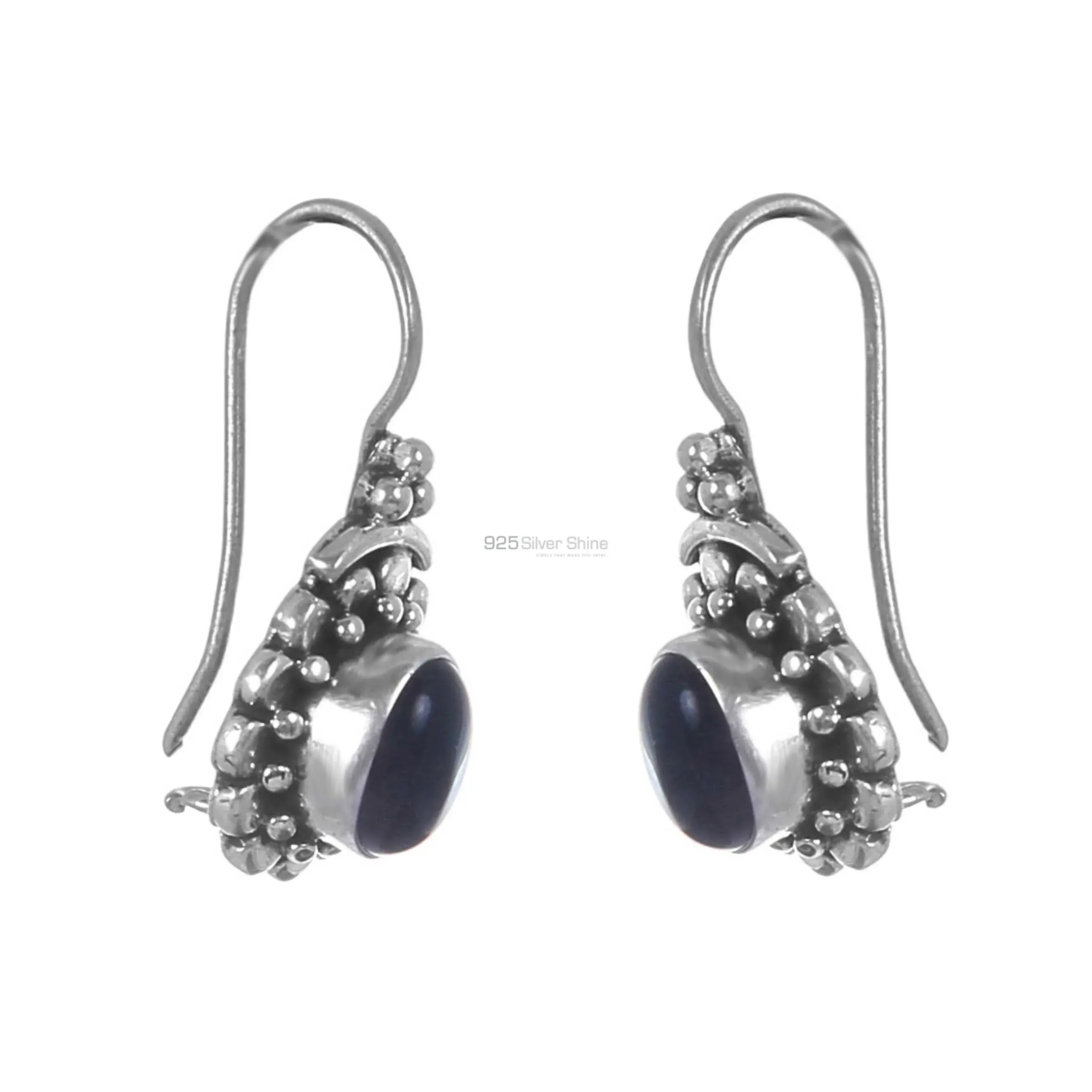 Black Onyx Gemstone Earrings In Sterling Silver Jewelry 925SE219_0