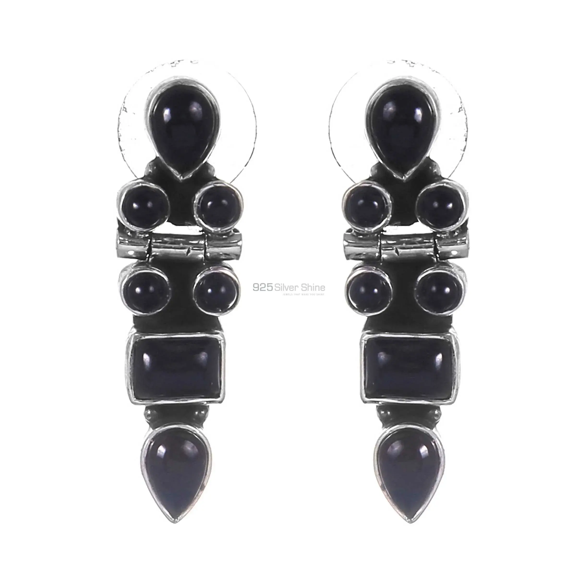 Black onyx Gemstone Earrings Wholesaler In 925 Sterling Silver Jewelry 925SE255