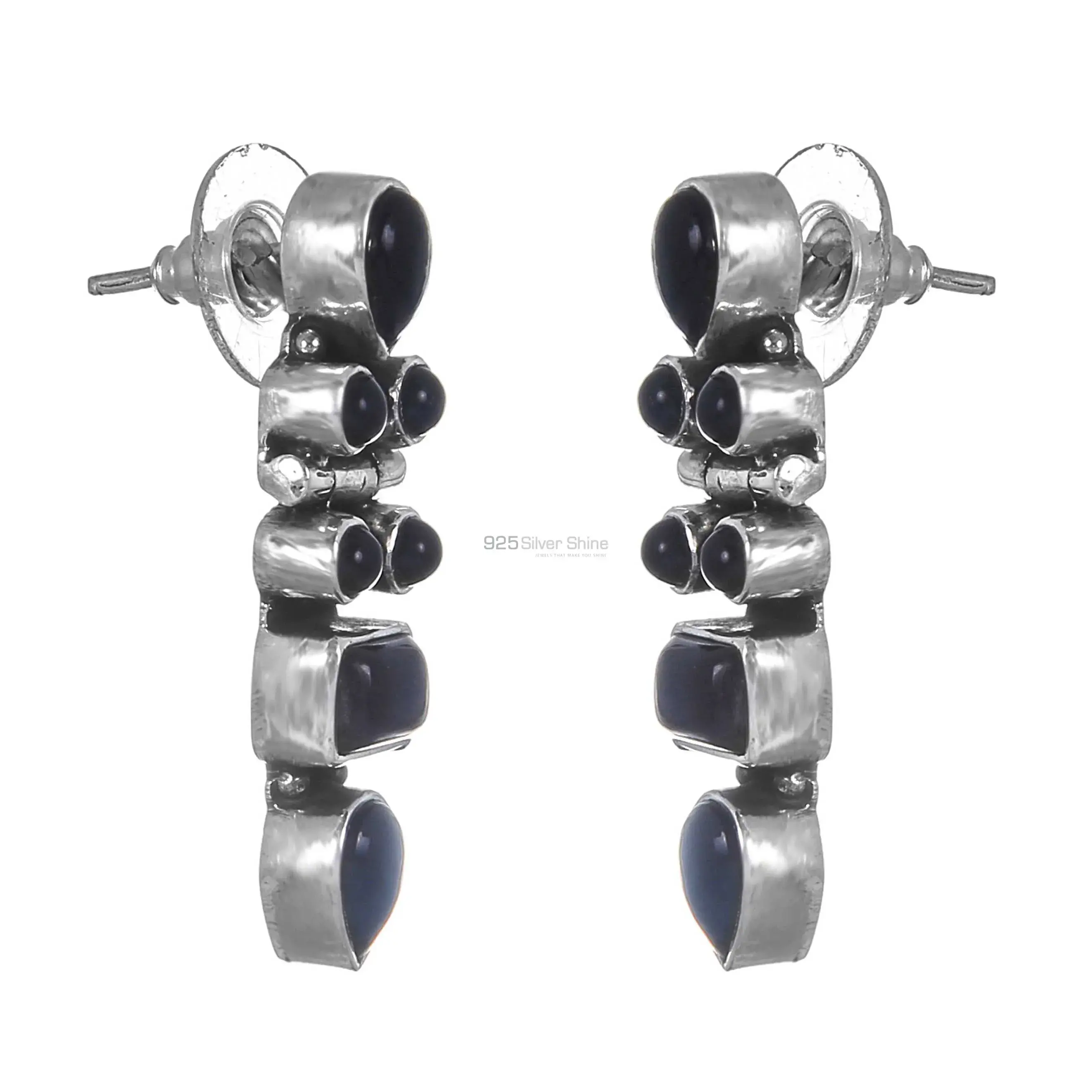 Black onyx Gemstone Earrings Wholesaler In 925 Sterling Silver Jewelry 925SE255_0