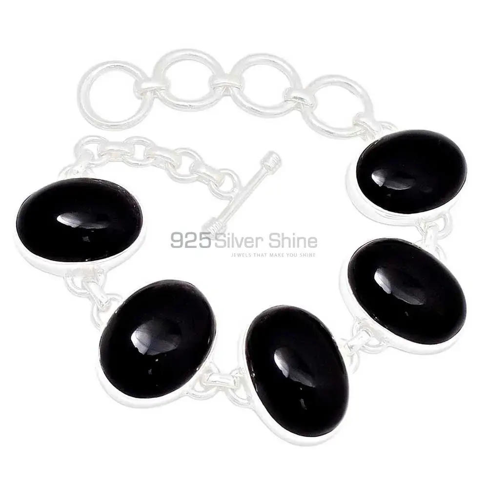 Black Onyx Gemstone Handmade Bracelets In 925 Sterling Silver Jewelry 925SB261-1