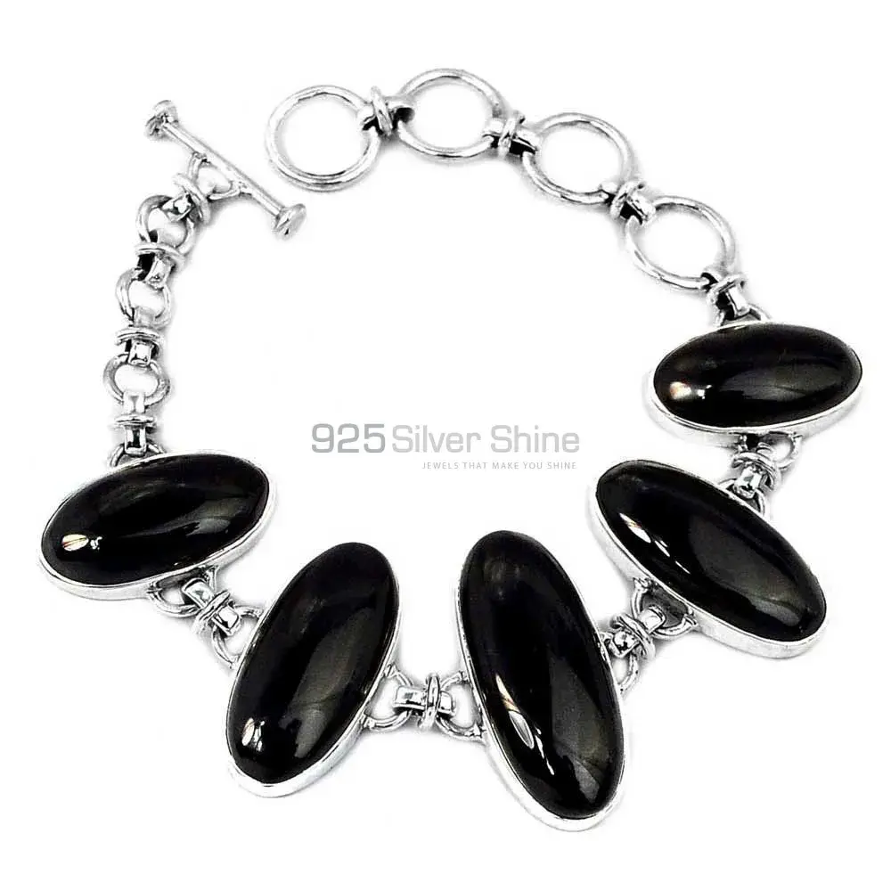 Black Onyx Gemstone Handmade Bracelets In 925 Sterling Silver Jewelry 925SB261-1_0