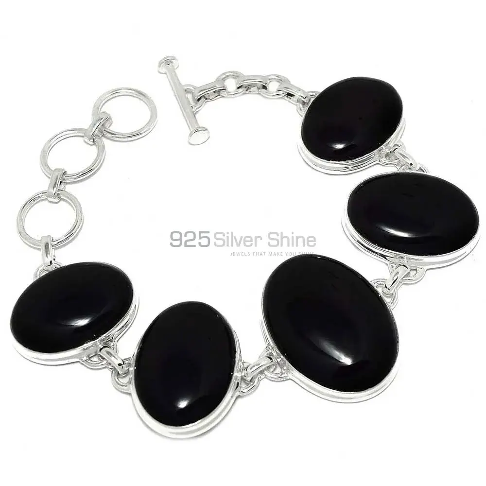 Black Onyx Gemstone Handmade Bracelets In 925 Sterling Silver Jewelry 925SB261-1_1