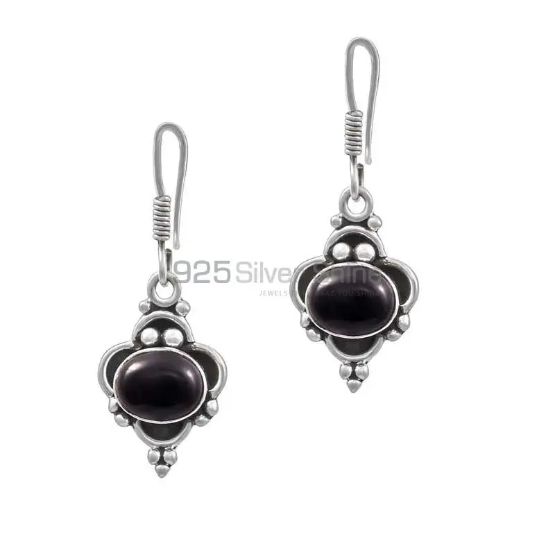 Black Onyx Gemstone Handmade Earrings In 925 Sterling Silver 925SE22
