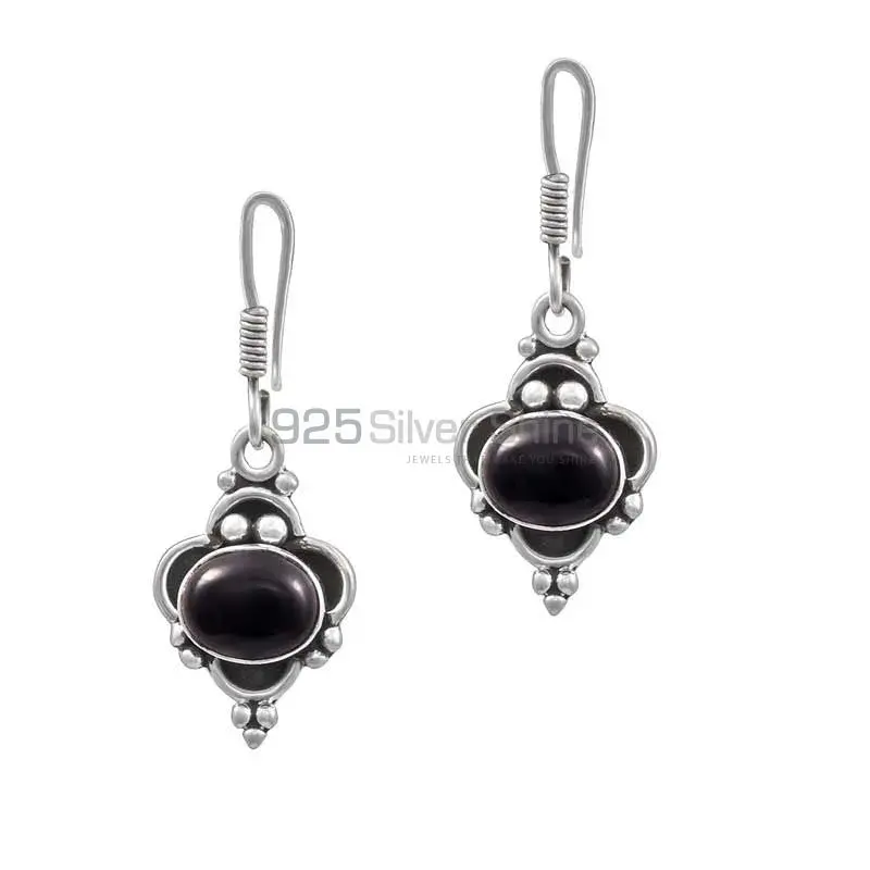 Black Onyx Gemstone Handmade Earrings In 925 Sterling Silver 925SE22_0