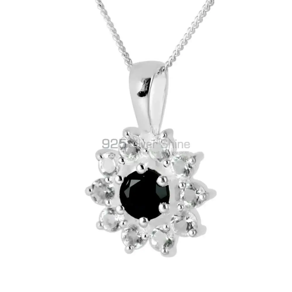 Black Onyx Gemstone Pendants Wholesaler In Fine Sterling Silver Jewelry 925SP250-1