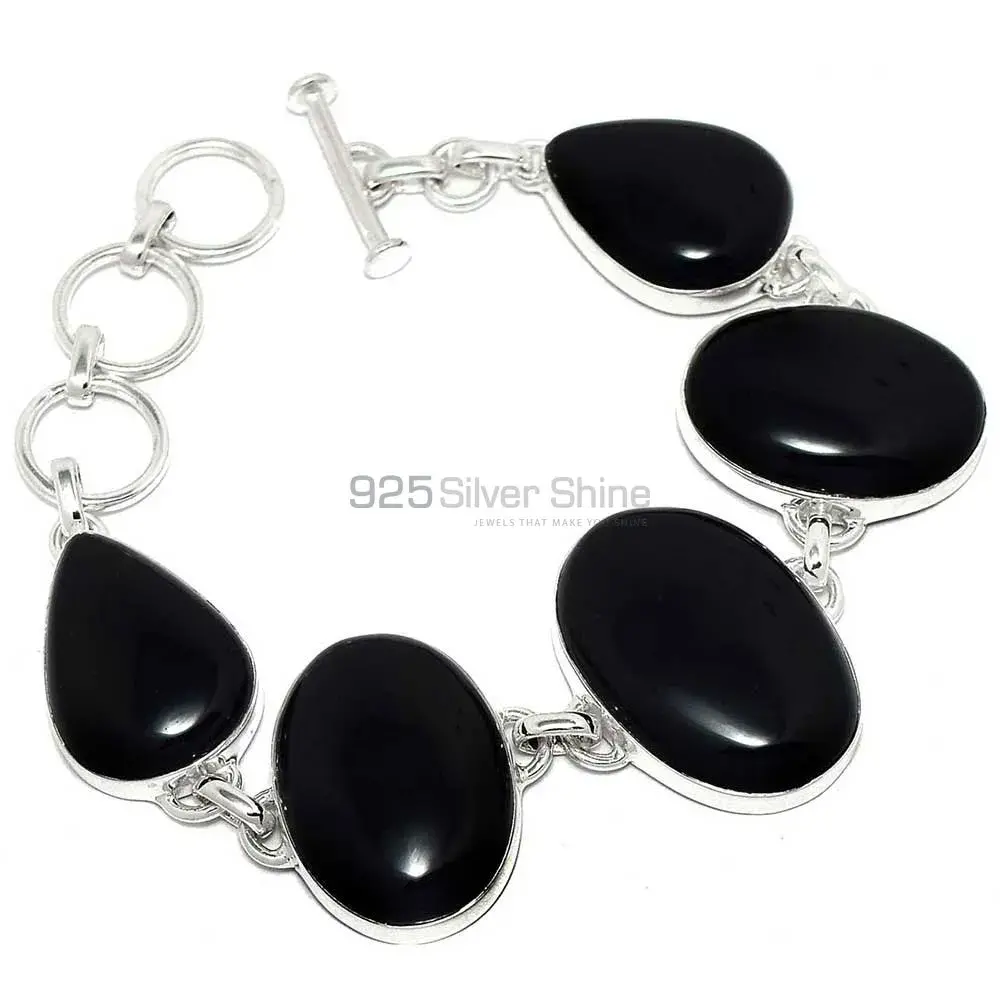 Black Onyx Gemstone Top Quality Bracelets In Solid Sterling Silver Jewelry 925SB261-2