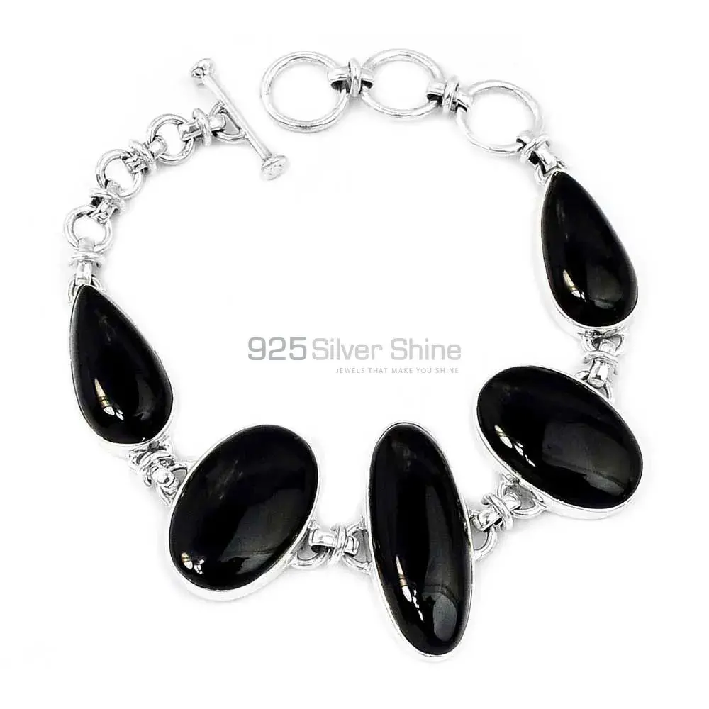 Black Onyx Gemstone Top Quality Bracelets In Solid Sterling Silver Jewelry 925SB261-2_0