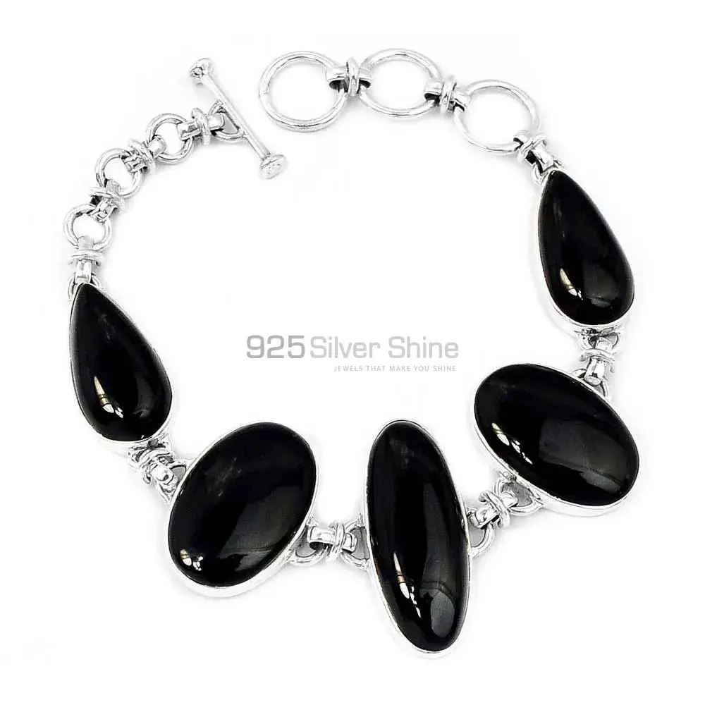 Black Onyx Gemstone Bracelets In Solid Sterling Silver Jewelry 925SB261-2_0