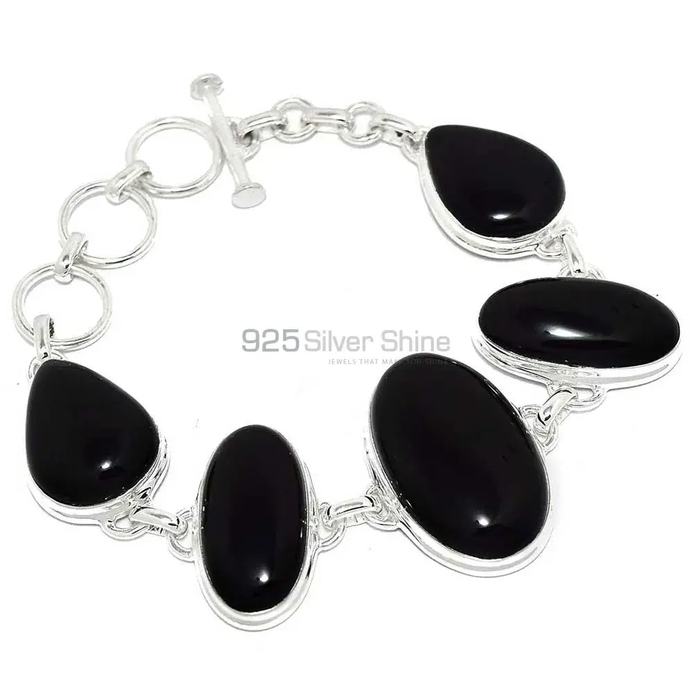 Black Onyx Gemstone Top Quality Bracelets In Solid Sterling Silver Jewelry 925SB261-2_1