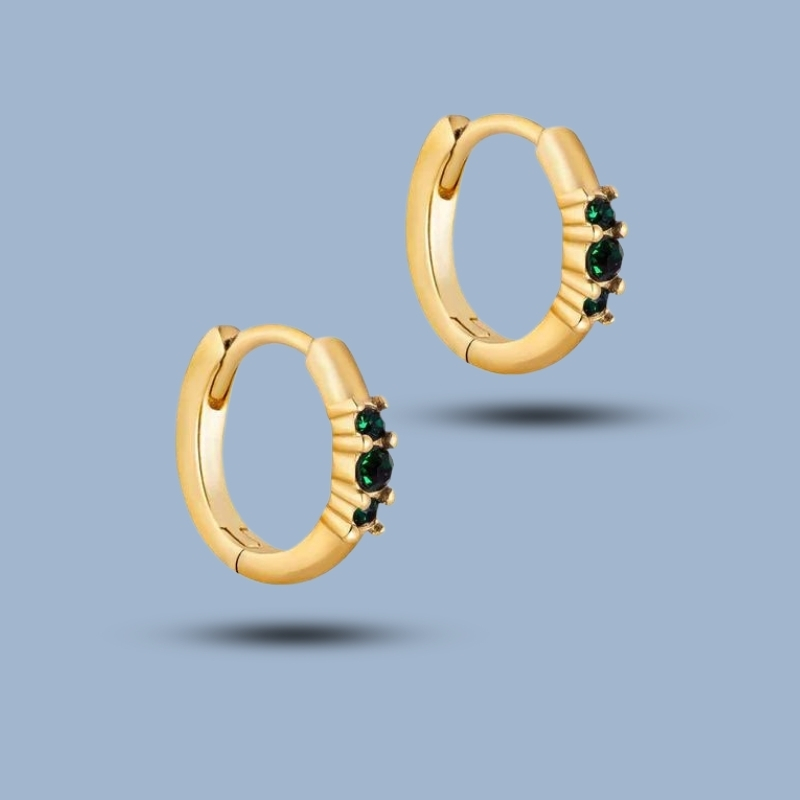 Black Onyx Gemstone With 925 Sterling Silver Titanium Hinge Hoop Earring 925She279