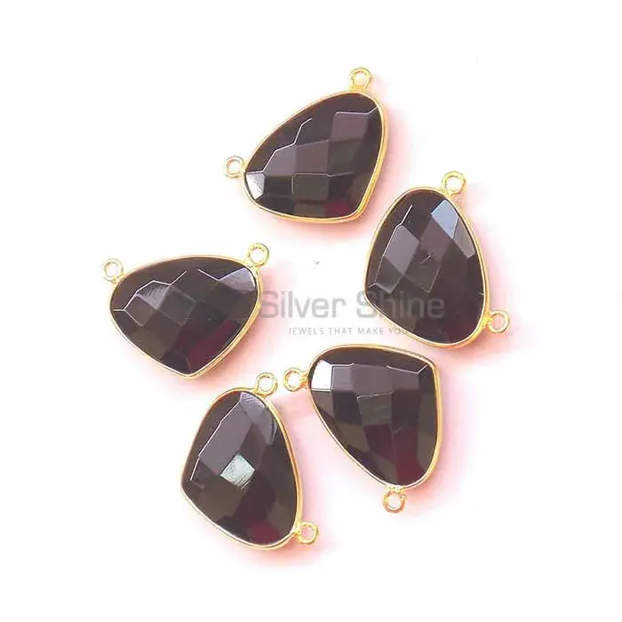 Black Onyx Heart Gemstone Double Bail Bezel Sterling Silver Gold Vermeil Gemstone Connector 925GC342_1