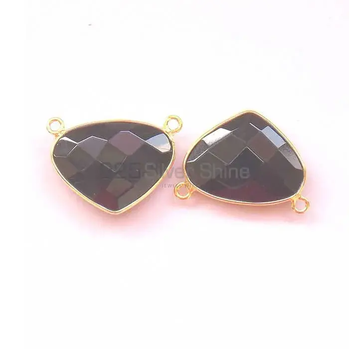 Black Onyx Heart Gemstone Double Bail Bezel Sterling Silver Gold Vermeil Gemstone Connector 925GC342_2