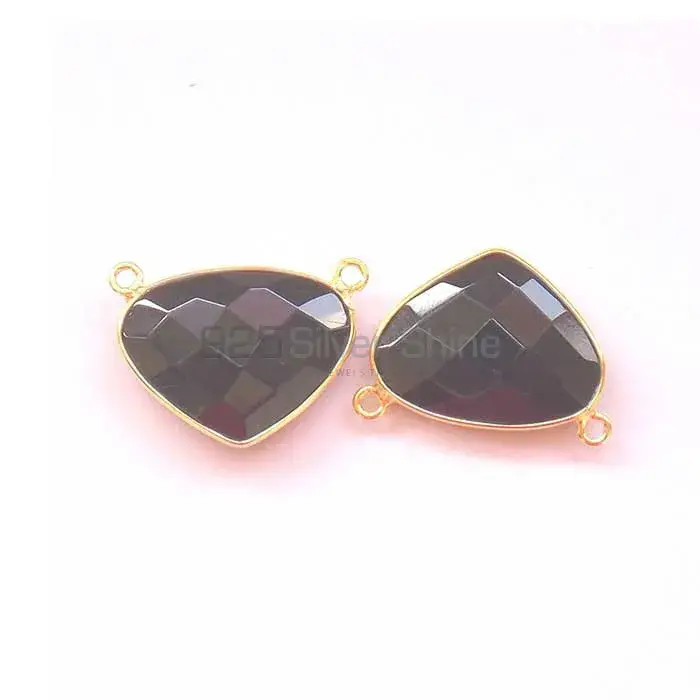 Black Onyx Heart Gemstone Double Bail Bezel Sterling Silver Gold Vermeil Gemstone Connector 925GC342_3