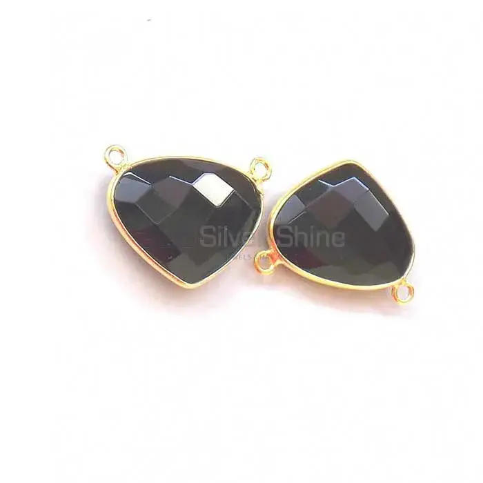Black Onyx Heart Gemstone Double Bail Bezel Sterling Silver Gold Vermeil Gemstone Connector 925GC342_4