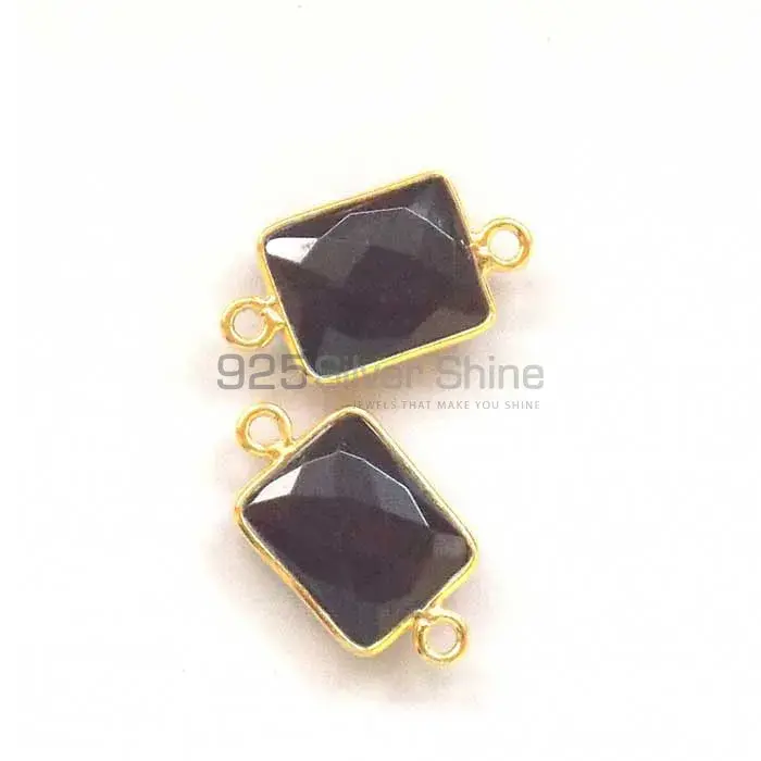 Black Onyx Octagon Gemstone Double Bail Bezel Sterling Silver Gold Vermeil Gemstone Connector 925GC330_1