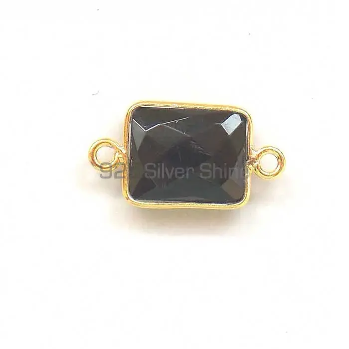 Black Onyx Octagon Gemstone Double Bail Bezel Sterling Silver Gold Vermeil Gemstone Connector 925GC330_2