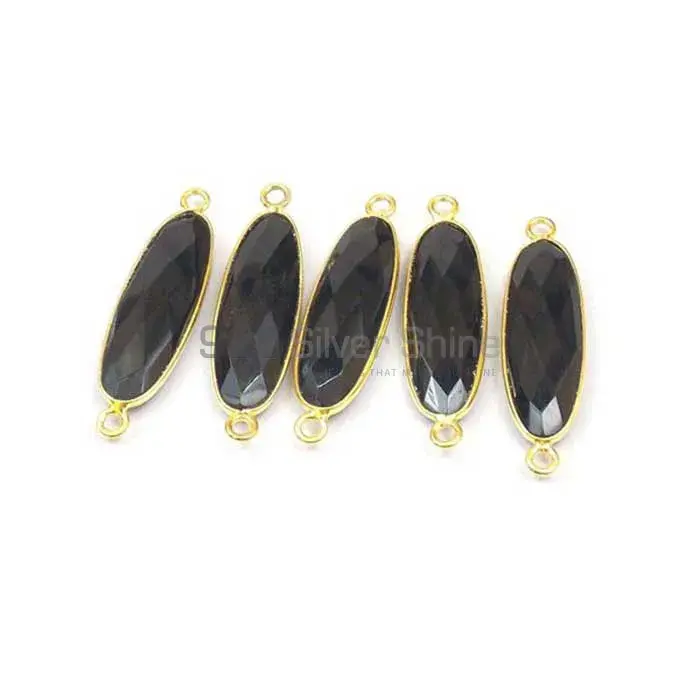Black Onyx Oval Gemstone Double Bail Bezel Sterling Silver Gold Vermeil Connector 925GC140_2