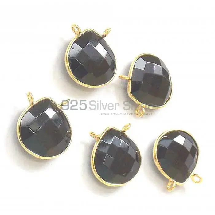 Black Onyx Pear Gemstone Double Bail Bezel Sterling Silver Gold Vermeil Gemstone Connector 925GC333_2