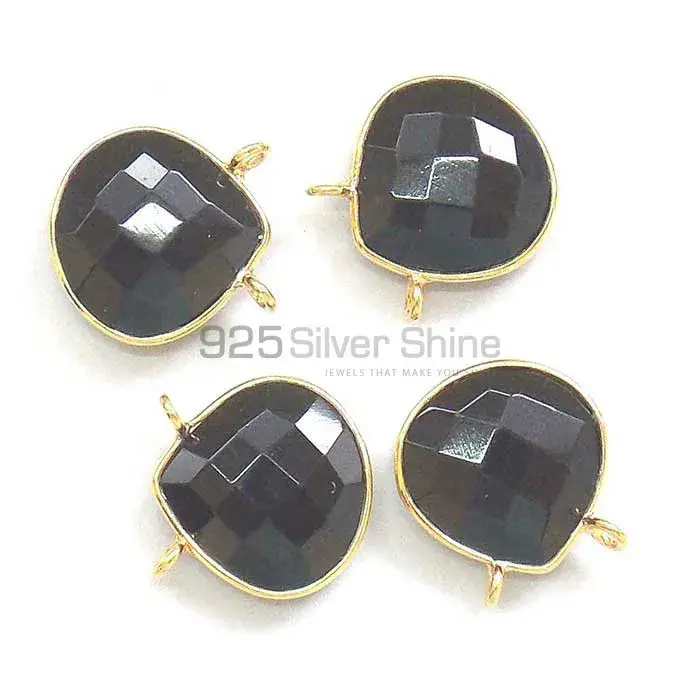 Black Onyx Pear Gemstone Double Bail Bezel Sterling Silver Gold Vermeil Gemstone Connector 925GC333_3