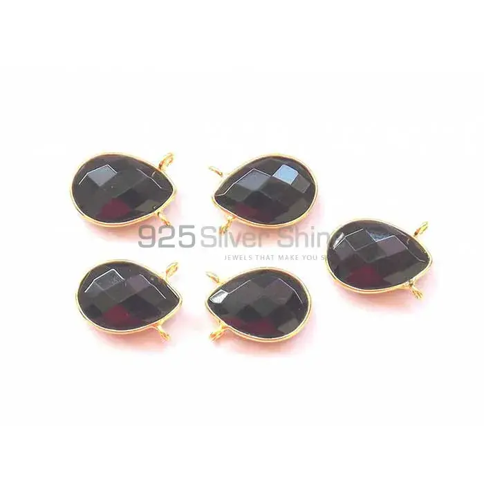Black Onyx Pear Gemstone Double Bail Bezel Sterling Silver Gold Vermeil Gemstone Connector 925GC340