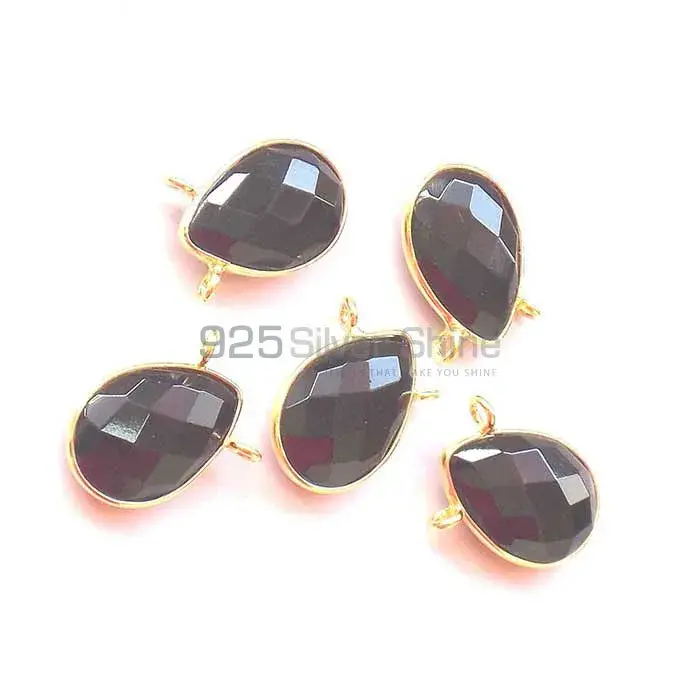 Black Onyx Pear Gemstone Double Bail Bezel Sterling Silver Gold Vermeil Gemstone Connector 925GC340_1