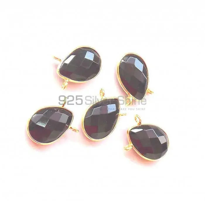 Black Onyx Pear Gemstone Double Bail Bezel Sterling Silver Gold Vermeil Gemstone Connector 925GC340_2