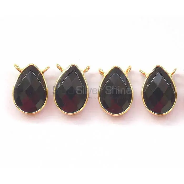 Black Onyx Pear Gemstone Double Bail Bezel Sterling Silver Gold Vermeil Gemstone Connector 925GC340_3