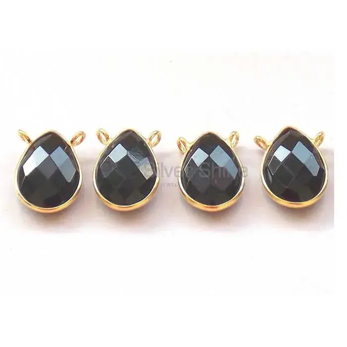 Black Onyx Pear Gemstone Double Bail Bezel Sterling Silver Gold Vermeil Gemstone Connector 925GC340_4