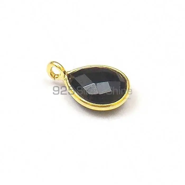 Black Onyx Pear Gemstone Single Bail Bezel Sterling Silver Gold Vermeil Gemstone Connector 925GC221_2