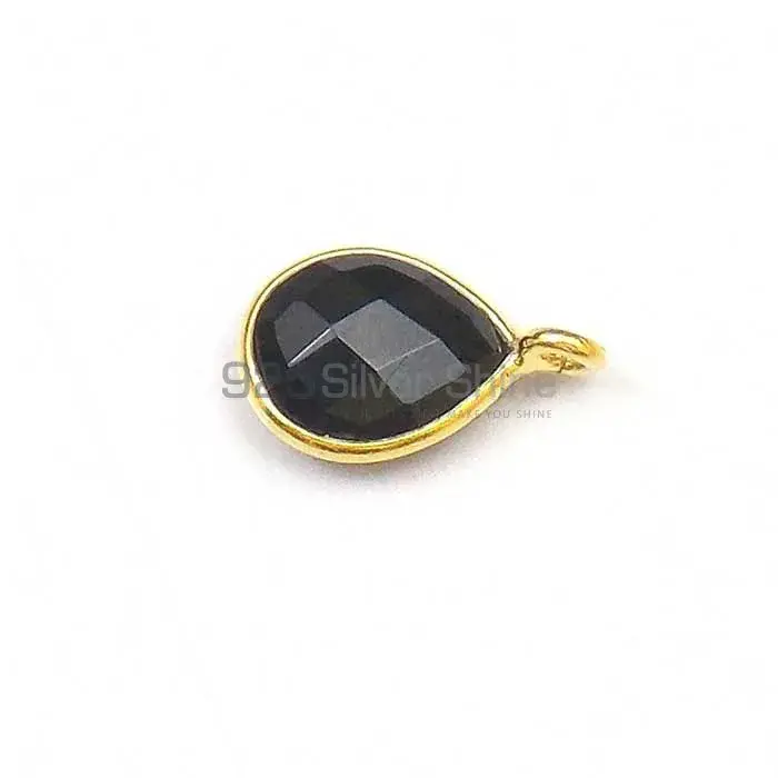 Black Onyx Pear Gemstone Single Bail Bezel Sterling Silver Gold Vermeil Gemstone Connector 925GC221_3