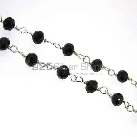 Black onyx rosary chain. "Wire Wrapped 1 Feet Roll Chain" 925RC229
