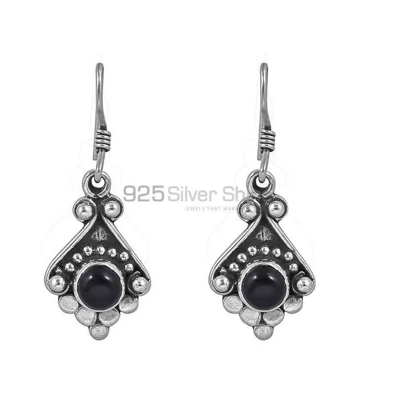 Black Onyx Semi Precious Gemstone Earring In Sterling Silver Jewelry 925SE42_1