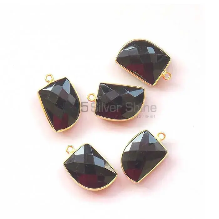 Black Onyx Uncut Gemstone Single Bail Bezel Sterling Silver Gold Vermeil Gemstone Connector 925GC345_0