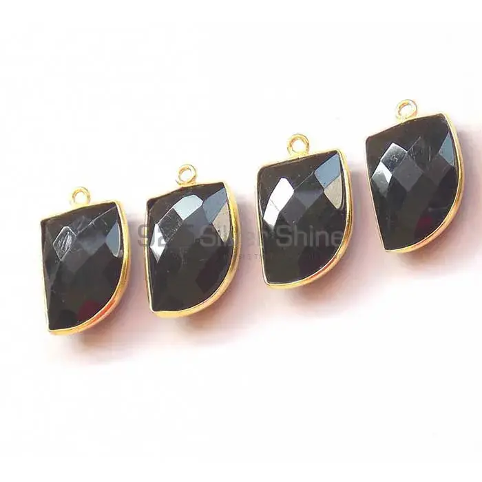 Black Onyx Uncut Gemstone Single Bail Bezel Sterling Silver Gold Vermeil Gemstone Connector 925GC345_2
