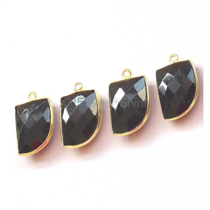 Black Onyx Uncut Gemstone Single Bail Bezel Sterling Silver Gold Vermeil Gemstone Connector 925GC345_3