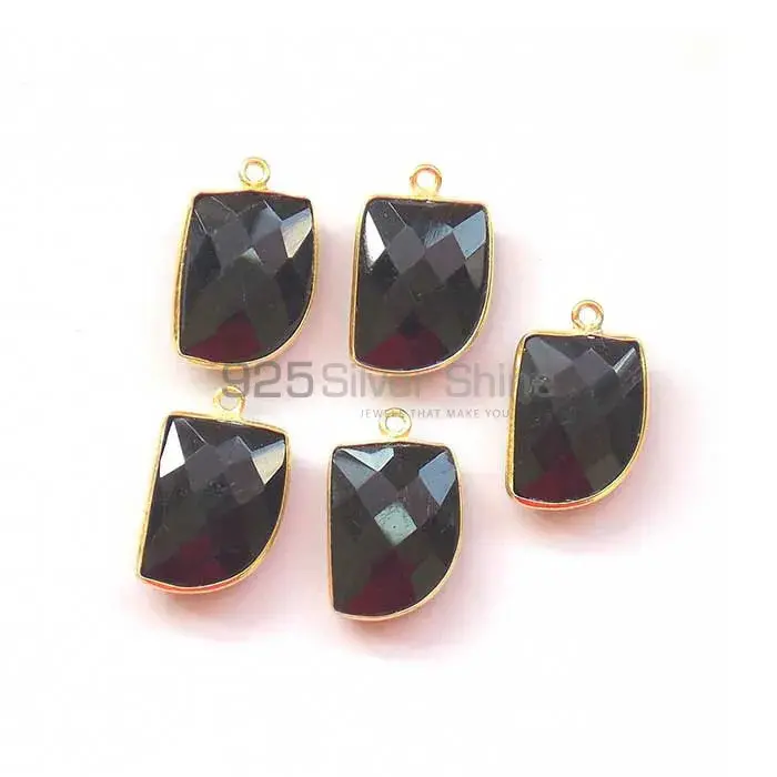 Black Onyx Uncut Gemstone Single Bail Bezel Sterling Silver Gold Vermeil Gemstone Connector 925GC345_4