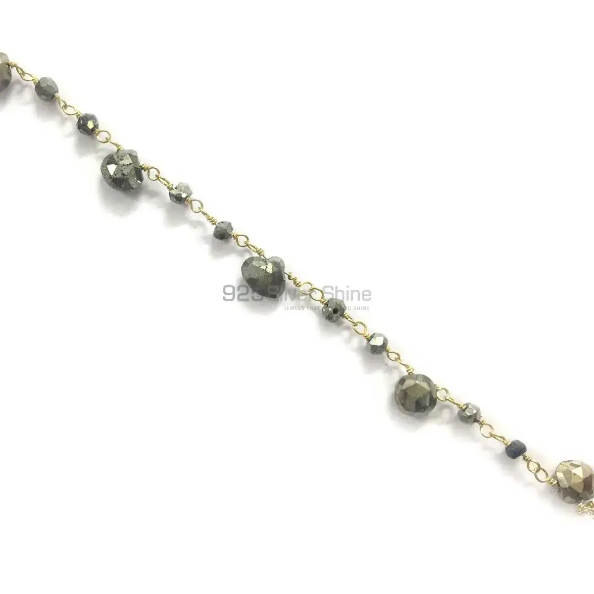 Black Pyrite Gemstone Rosary Chain. "Wire Wrapped 1 Feet Roll Chain" 925RC183