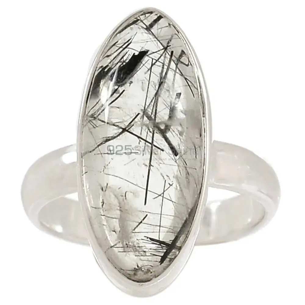 Black Rutile Gemstone Ring In Sterling Silver Jewelry 925SR2303