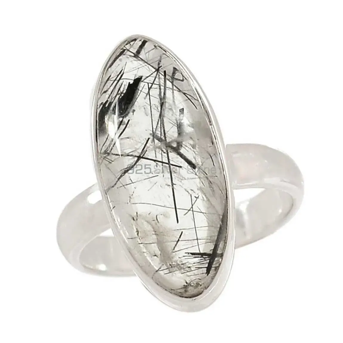 Black Rutile Gemstone Ring In Sterling Silver Jewelry 925SR2303_0
