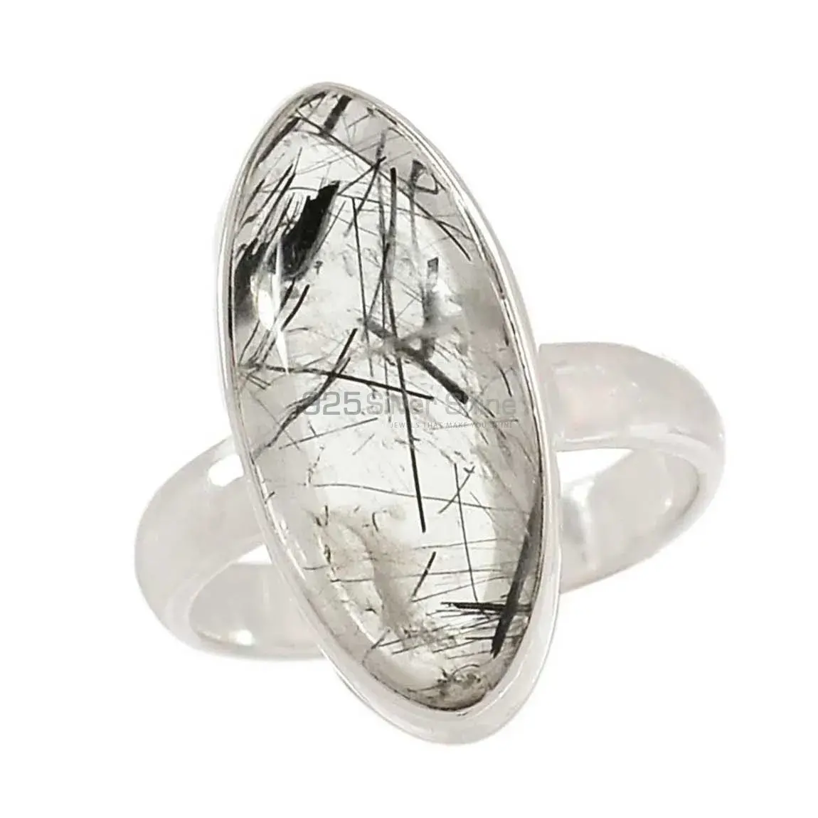 Black Rutile Gemstone Ring In Sterling Silver Jewelry 925SR2303_1