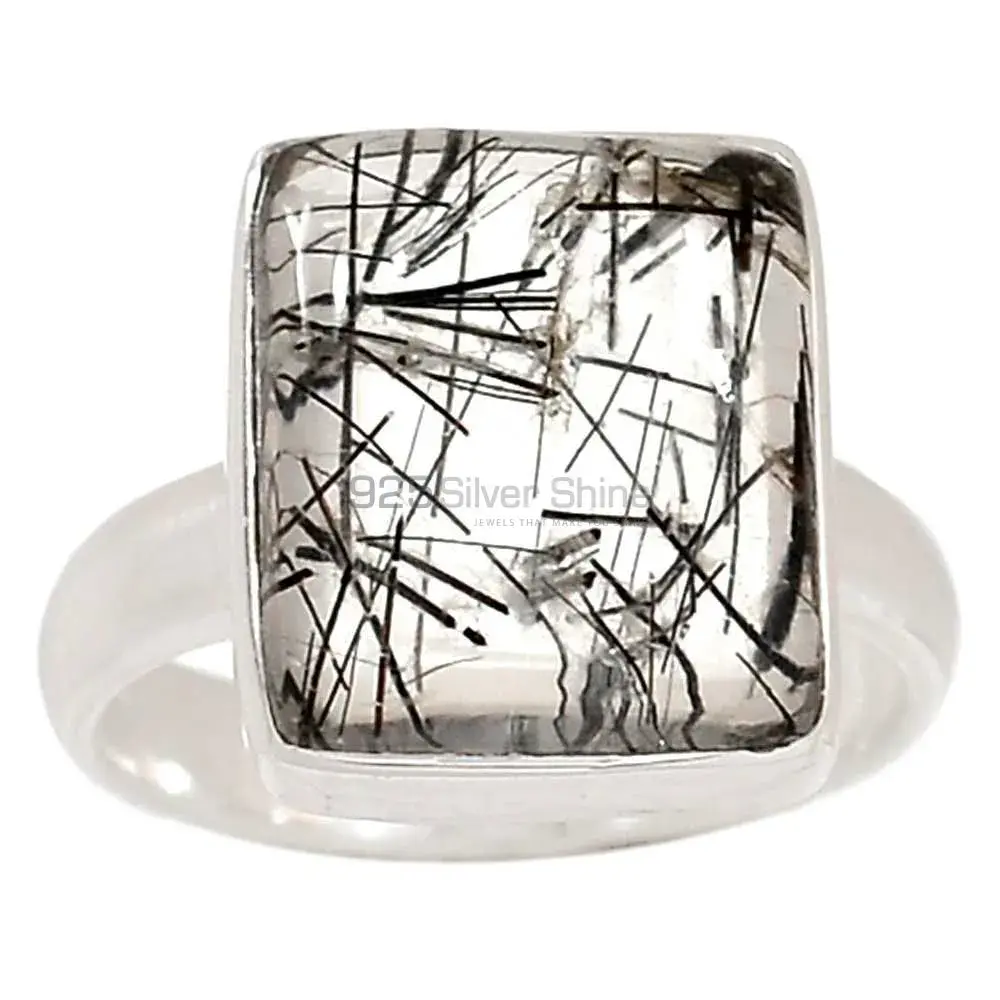 Black Rutile Gemstone Ring In Sterling Silver Jewelry 925SR2303_1