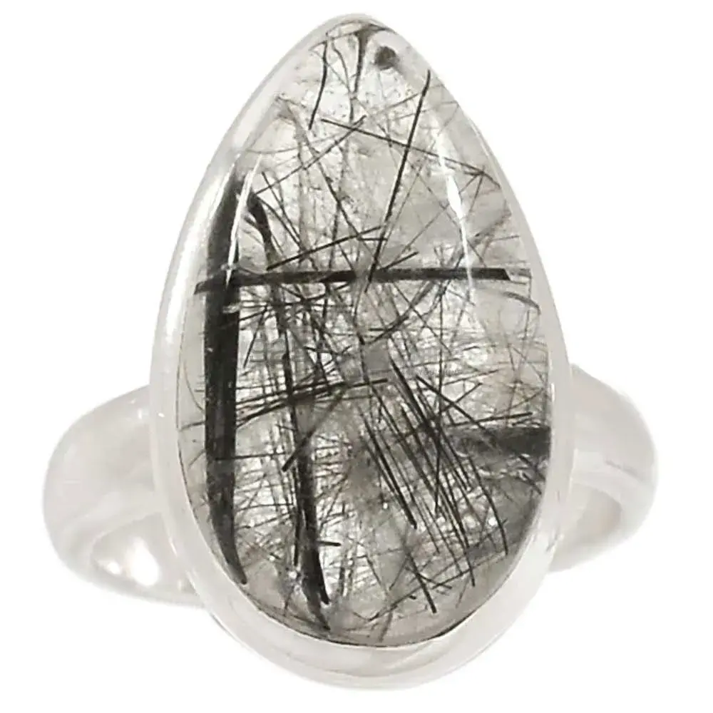 Black Rutile Gemstone Ring In Sterling Silver Jewelry 925SR2303_2