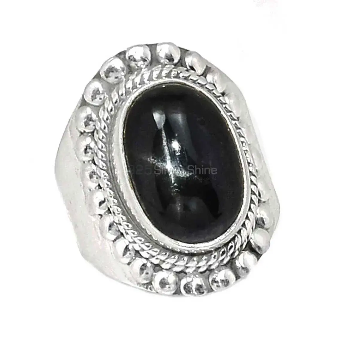 Black Star Gemstone Ring In Solid Silver Jewelry 925SR2306_0