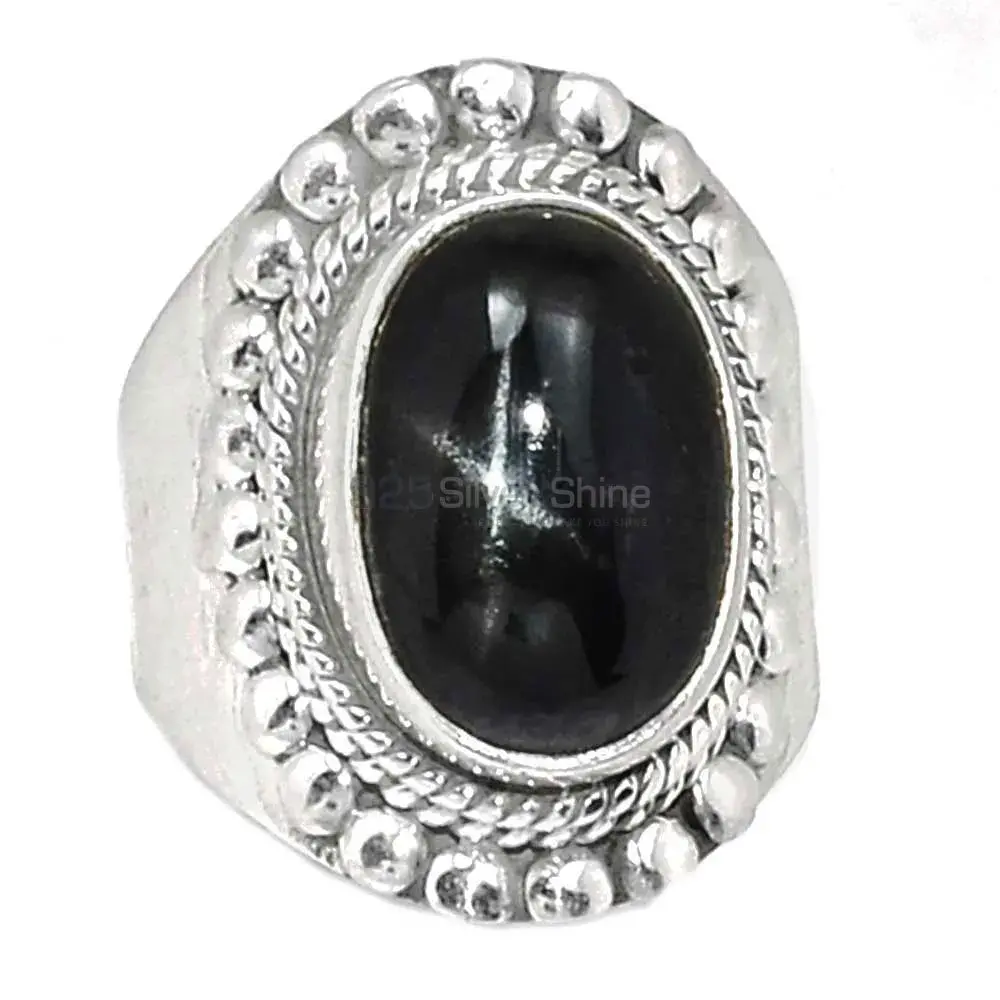 Black Star Gemstone Ring In Solid Silver Jewelry 925SR2306_0
